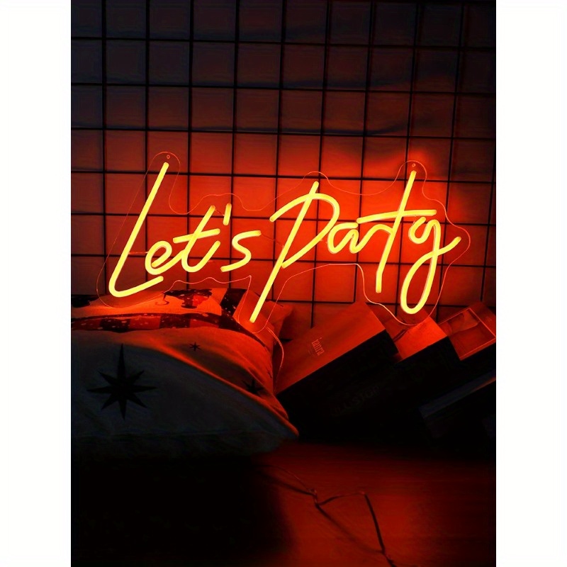 Led Let's Party Neon Sign Light Birthday Party Decor Wedding - Temu