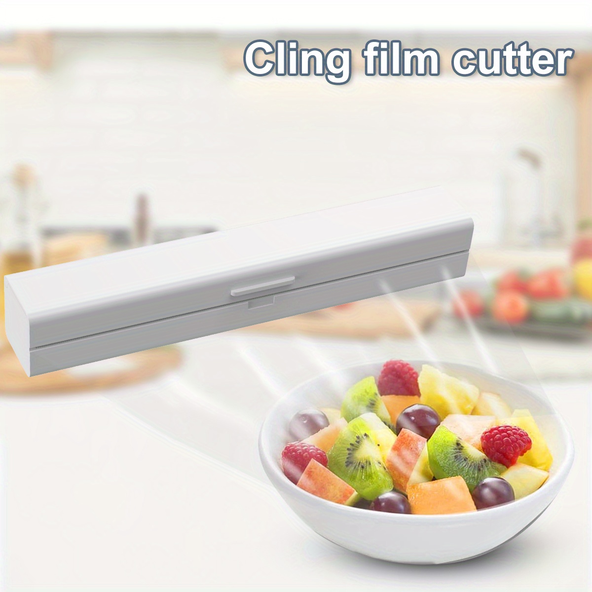 Plastic Wrap Dispenser with Slide Cutter, Cling Film Dispenser, Food Plastic  Wrap Cutter, Reusable Cling Wrap Cutter, for Tin/Aluminum Foil Cutting 