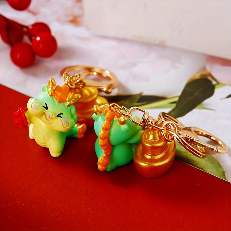 Porte-clés de dessin animé Fu Wealty Dragon, année du dragon, clé porte-bonheur  solide, document JOGold, porte-clés mignon, cadeaux du Nouvel An, 2024 -  AliExpress