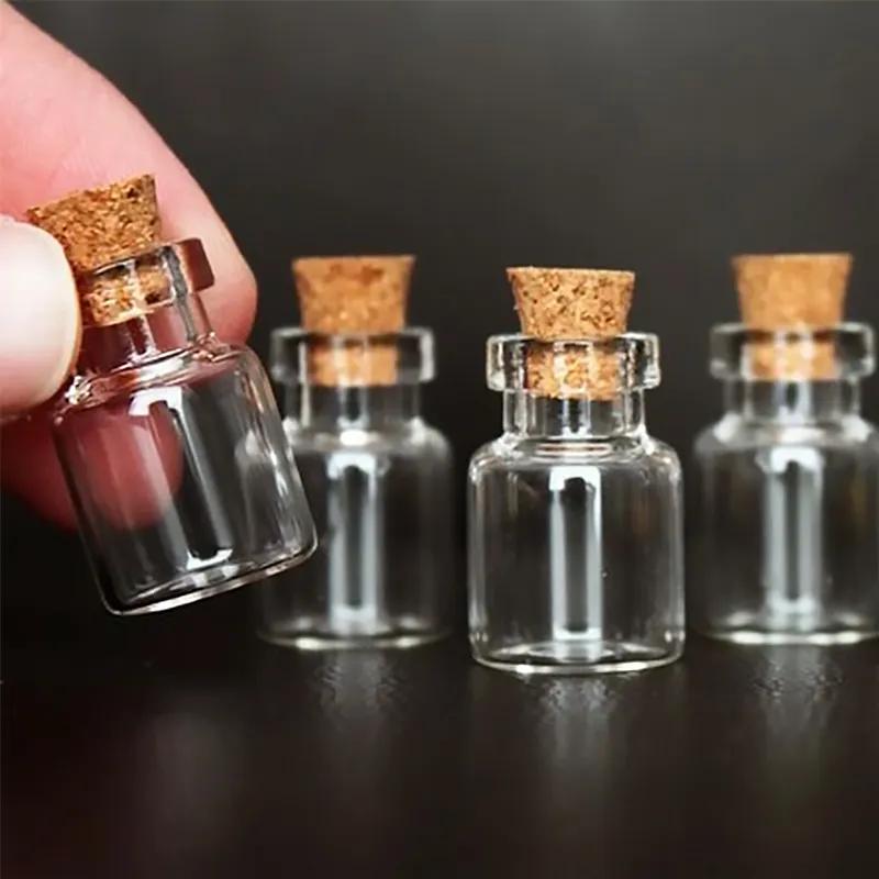 Belle petite bouteille en verre minuscule verre vide clair souhaitant un  message flacon avec bouchon en liège 25mm Mini conteneur