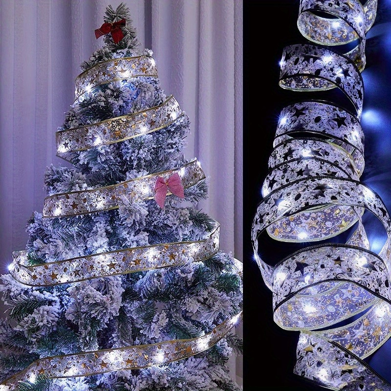 1pc Christmas ribbon lights String lights Christmas decorations Christmas  tree accessories Decorative pendants