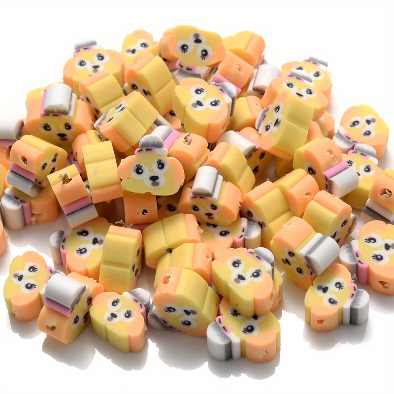 SEWACC 1 Box Animal Clay Beads Montessori Threading Toys Animal Clay Charms  Weighted Beads for Stuffed Animals Cartoon Clay Beads DIY Craft Flatback