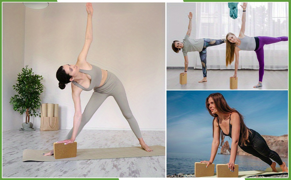 1pc 2pcs cork lightweight yoga blocks non slip fitness blocks for stretching workout pilates 22 86 15 24 7 62cm 9 6 3in details 3