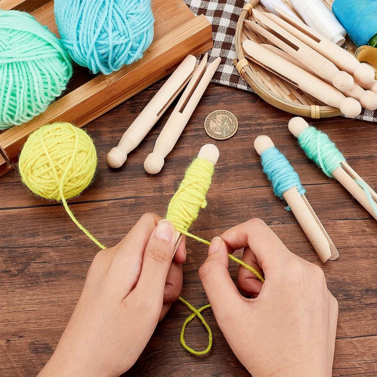 Wooden Yarn Ball Winder Wood Yarn Storage Stick Manual Floss - Temu