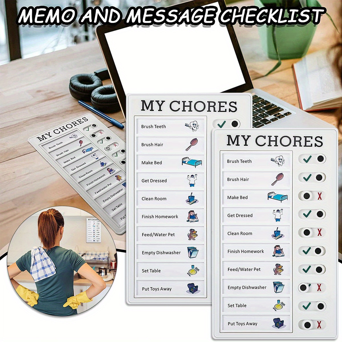  Dry Erase Checklist Board to Do List Memo Boards Slider  Schedule Chore Chart DIY Plastic RV Checklist Detachable Daily Checklist  with Markers and 3 Erasable Paper for Planning (to Do