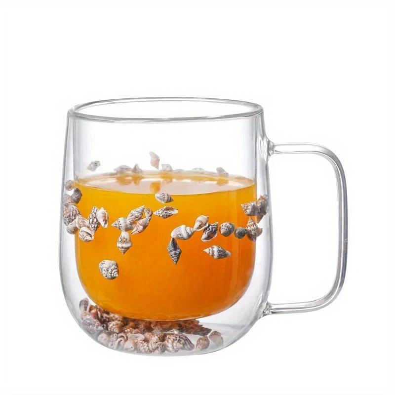 Heat Insulated Conch Flower Glass Coffee Mug Double Walled - Temu