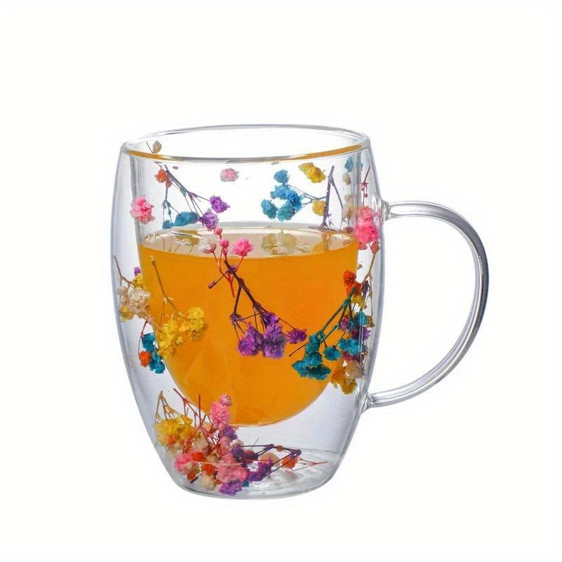 Square Glass Cup With Handle-Wildflower Valley