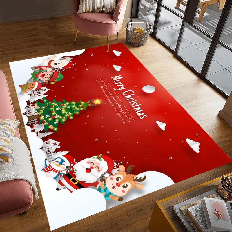 Snowflake Christmas Kitchen Rug Decorative Snowman Elk Kitchen