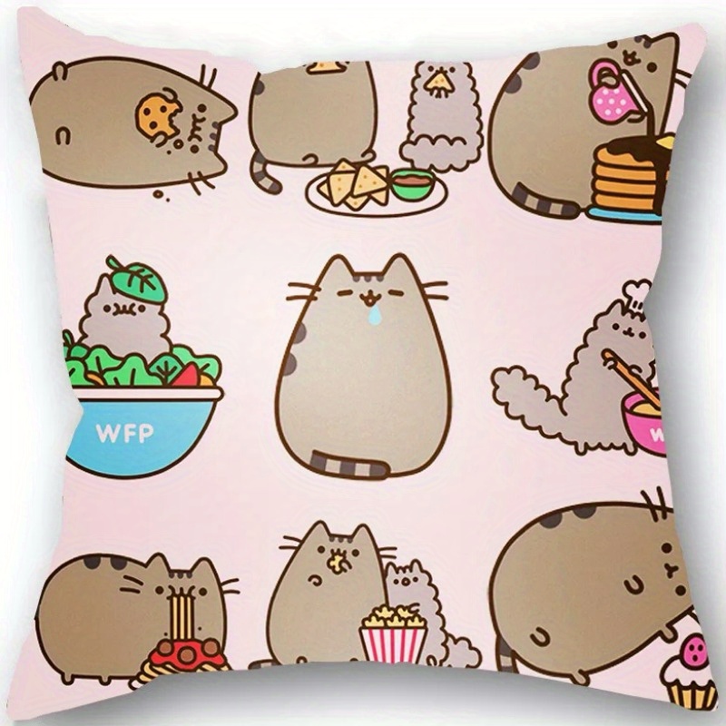 ClearloveWL Home Textile Cyan Cute Cat Cat Cover Pillowcase Drinks