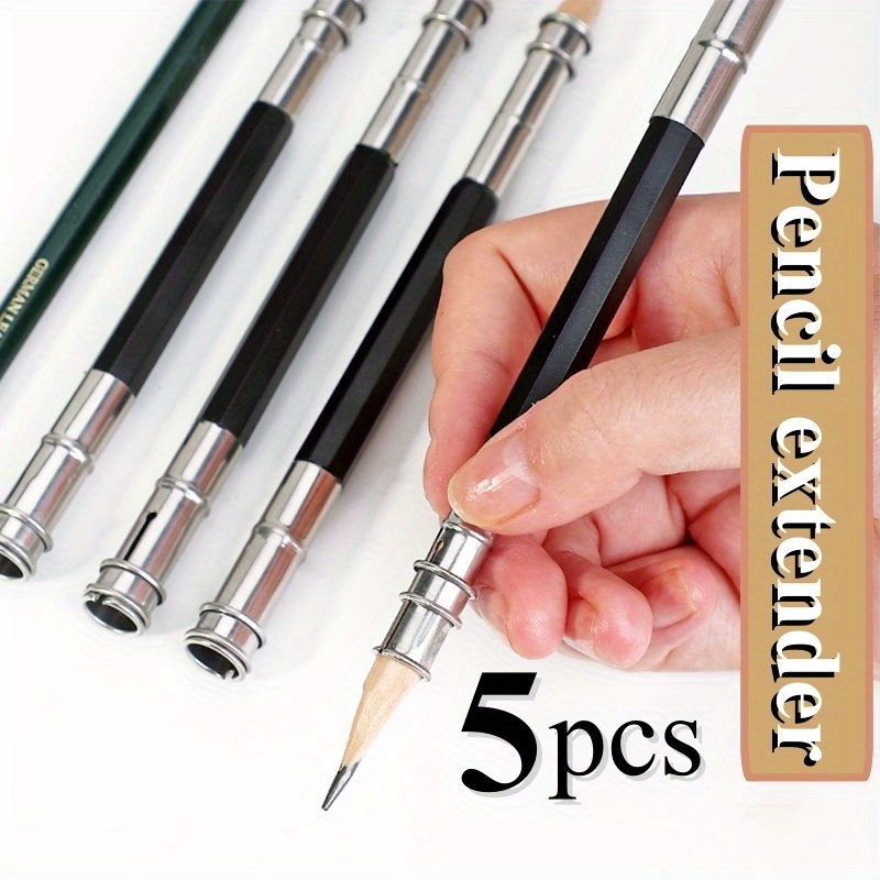 12Pcs Pencil Extenders, Pencil Lengthener, Wooden Handle Adjustable Head Pencil  Extender Holder, School Write Tool 