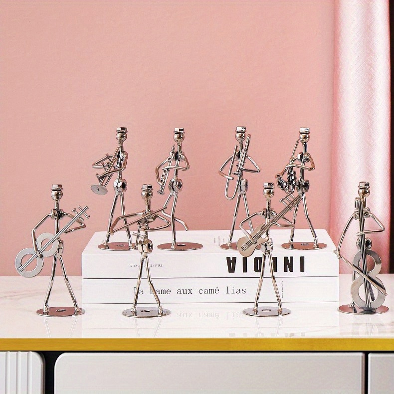 Small Iron Sculpture Metal Musician Player Collectible Figurine Hand  Soldering Home Decor Art Iron Statue Crafts Gifts(8pcs-1set)