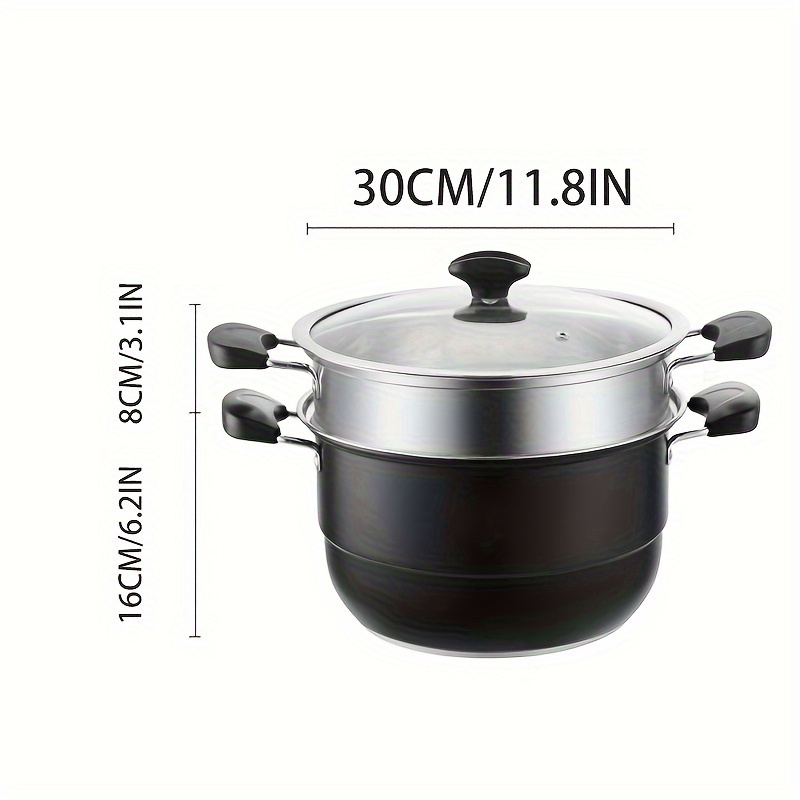 Thickened Multi-layer Stainless Steel Steamer Household Stewing Steaming  Basket Large Steaming Tray Electromagnetic Stove Gas Stove Special Set -  Temu