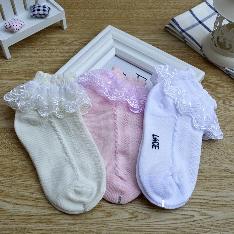 Calcetines térmicos de encaje de moda para mujer y niña calcetines