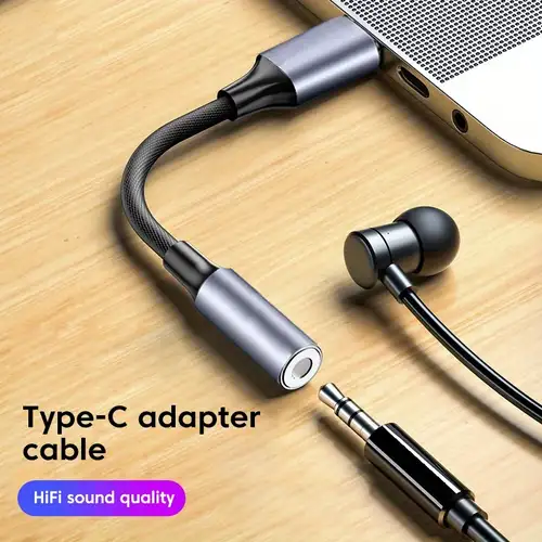 KOOPAO Adaptador de cargador de auriculares USB C a 0.138 in, 2 en 1 tipo C  3.0 conector de audio auxiliar DAC de 60 W PD cable de carga rápida