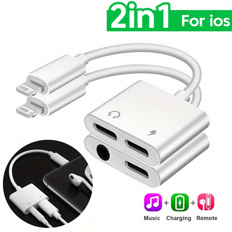 Adaptador de cámara Lightning a USB 3, adaptador OTG hembra USB 3 en 1 con  conector para auriculares de 3,5 mm + divisor de carga compatible con  teléfono 11 / X /