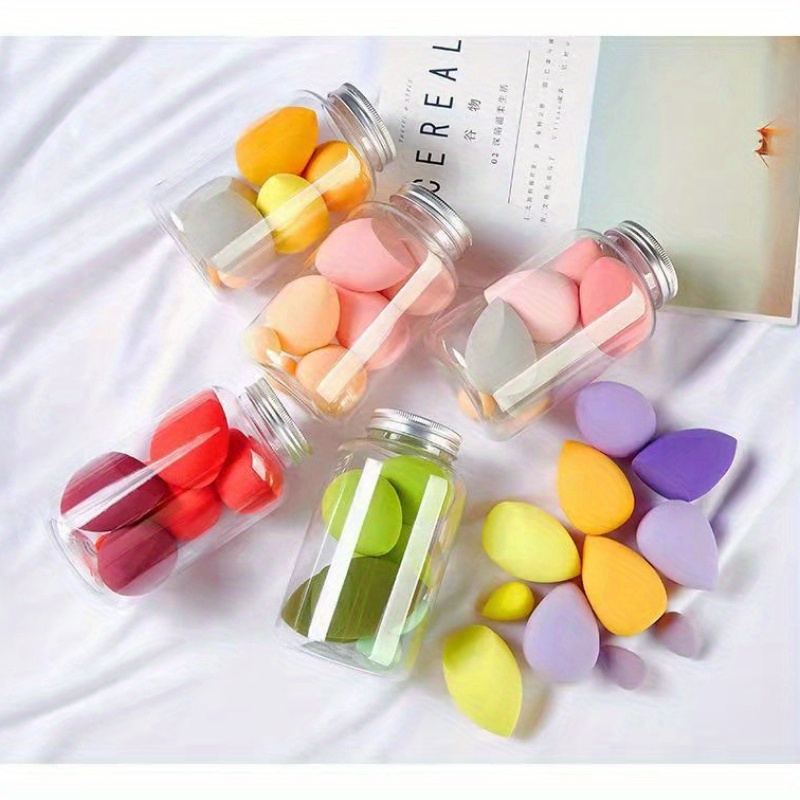 Soft Teardrop Blender Sponge Set With Jar Flawless Bottle - Temu