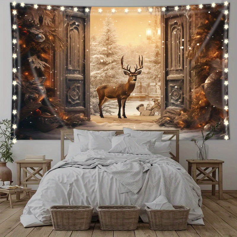 Tapestry with best sale string lights