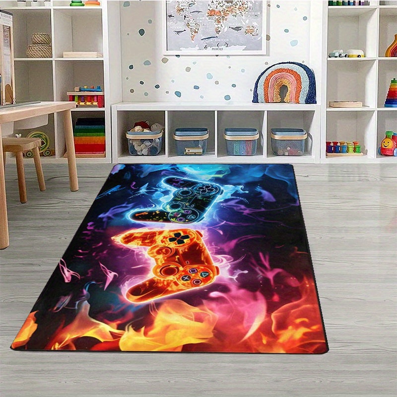 Creative Abstract Rug Multicolor Industrial Rug Polyester Pet Friendly  Non-Slip Backing Washable Area Rug for Living Room