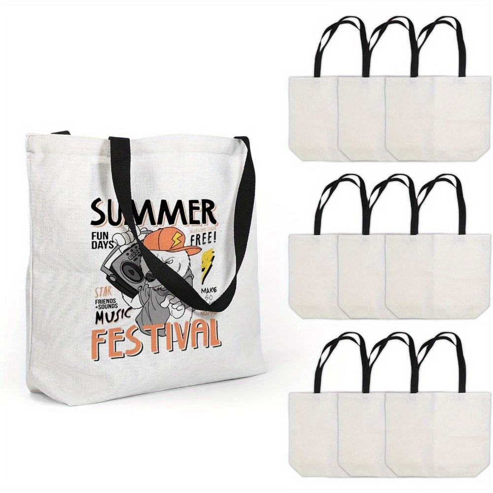 5/10/20 Pcs Sublimation Tote Bags 100%Polyester Blanks Canvas Bag Reusable  Grocery Bags for Heat Transfer Vinyl DIY Crafting