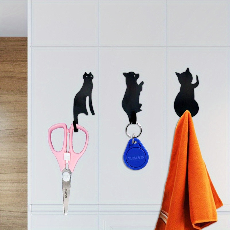 Cartoon Cat Adhesive Hook Punch Free Wall mounted Metal Hook - Temu