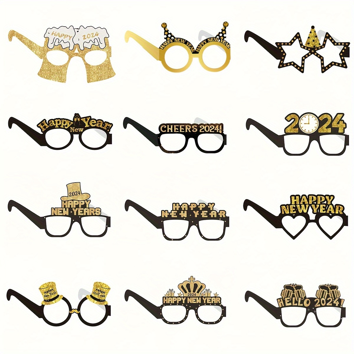 5 Pieces Happy New Year Eyeglasses Fancy New Year Party Glasses for  Christmas Party 2024 New Year's Eve Party Favors