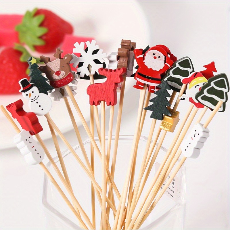 Santa Claus Cocktail Picks, Long Food Toothpicks Fruit Sticks Sandwich  Appetizer Charcuterie Skewers, Food Picks for Kids, Halloween Christmas  Thanksgiving Party Decoration Supplies V4E7 