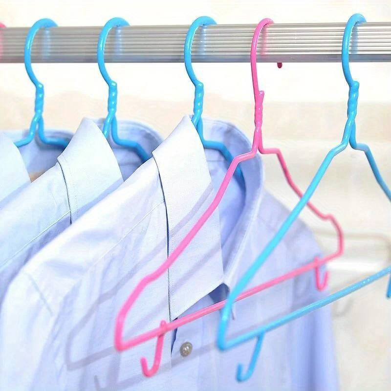 10pcs Anti-slip Clothes Hangers 38cm Plastic Coated Wire Clothes