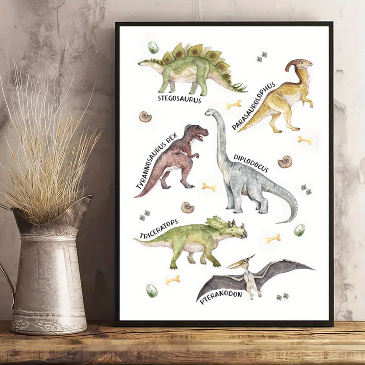 1 Pezzo Poster Tela Poster Dinosauri Tipi Illustrazioni - Temu Italy