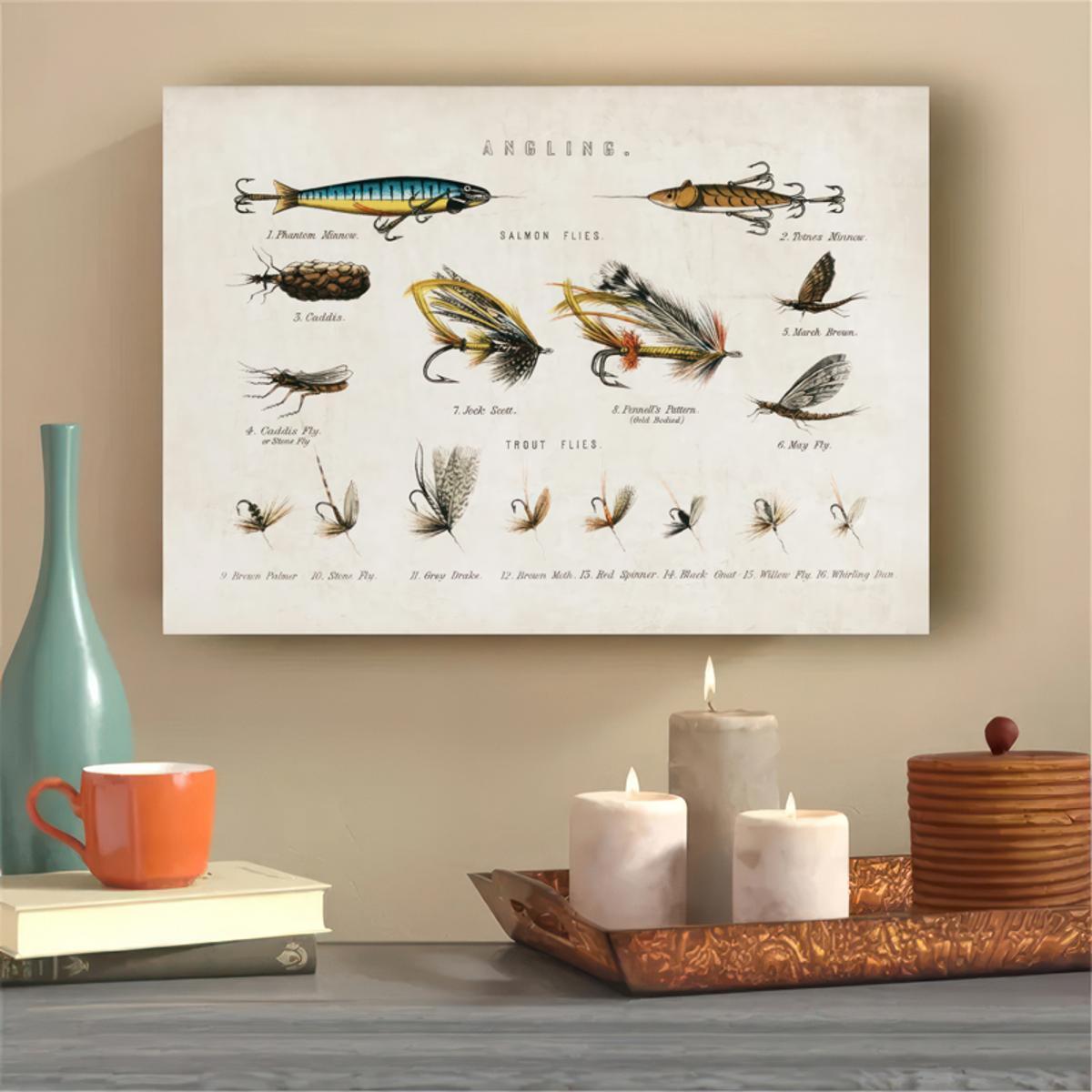 Canvas Painting Types Of Fly Lures Poster Fly Fishing Poster - Temu