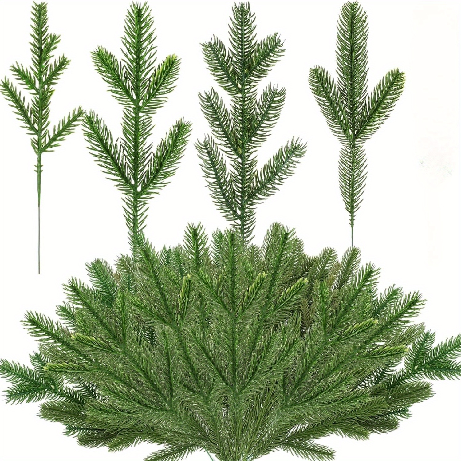 Christmas Artificial Pine Needles Branches Garland Green - Temu