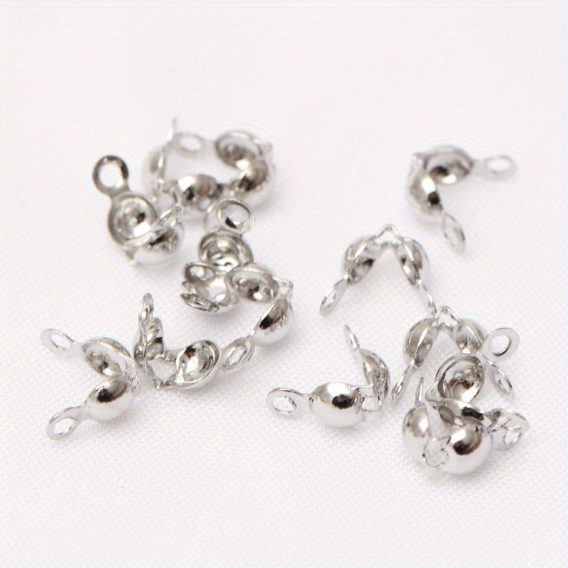 Wholesale SUNNYCLUE 1 Box 200Pcs Silver Bead Caps 10mm Bead Bail Cap Bead  End Caps Dangle Charm Connector Round Bail for Jewelry Making Necklace  Earrings Bracelet Women DIY Glass Ball Charms Pearl