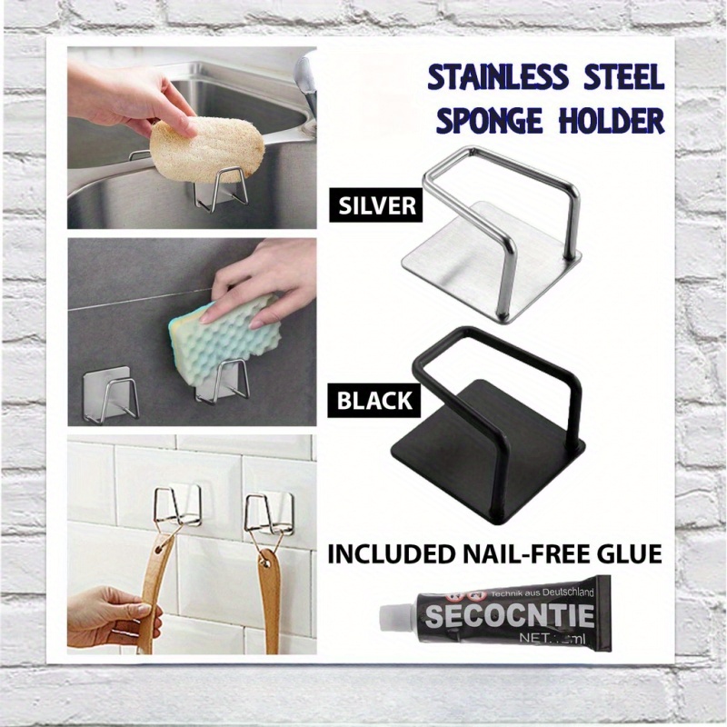 No Punching Sponge Holder Wall Mount Sponge Rack - Temu