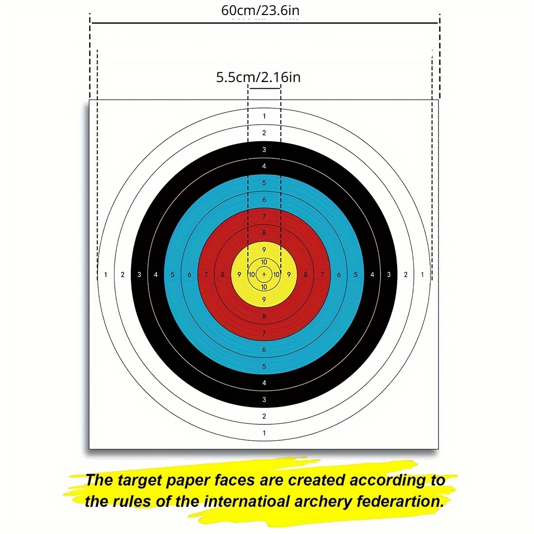Tir à l'arc Target Face, 30 Pcs Tir à l'arc Papier de tir à l'arc Cible  carrée Papier d'entraînement au tir à l'arc