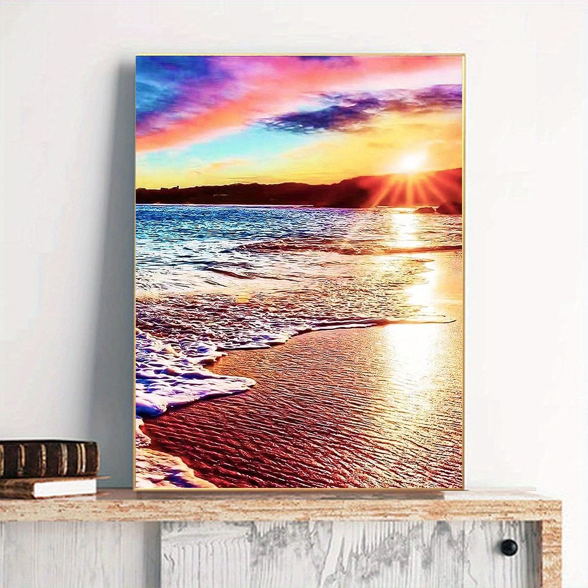 New Large Size Diamond Painting 5D DIY Beach Landscape Decorative Painting  Frameless Living Room Bedroom Decoration Gift Painting 40*70cm/15.7*27.5in