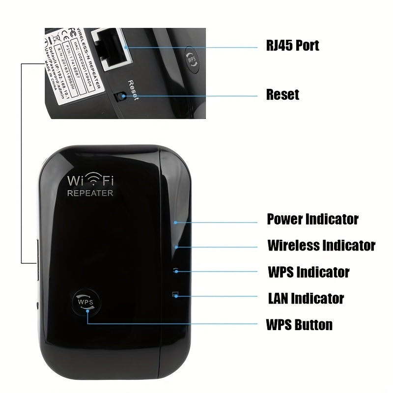 Enchufe de EE. UU, extensor de WiFi, amplificador de señal de hasta 3000 pies cuadrados y 28 dispositivos, extensor de alcance, repetidor de Internet inalámbrico, amplificador remoto con puerto Ethernet, configuración de 1 toque, compatible con Alexa