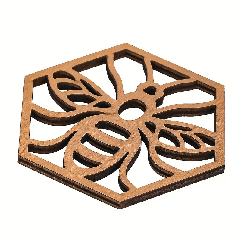 1pc Wooden Coaster Cute Hexagon Beech Wood Drink Coaster Cup Mats
