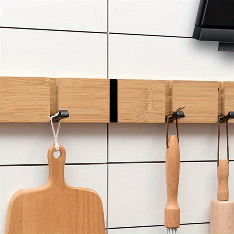 Foldable Bamboo 1/4/5 Hook Floating Shelves Wall mounting - Temu