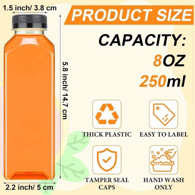 Plastic Juice Bottles With , Plastic Bottles With , Juice Containers With  Lids For Fridge, Reusable Smoothie Bottles, Refillable Water Bottles, Empty Juice  Bottles, Outdoor Supplies, Camping Supply, - Temu