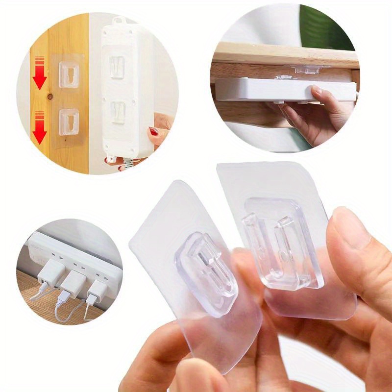 5pair Double-Sided Adhesive Wall Hooks Hangers Strong Transparent Stickers  Hooks Wall Storage Holder Hooks Kitchen Bathroom Organizer