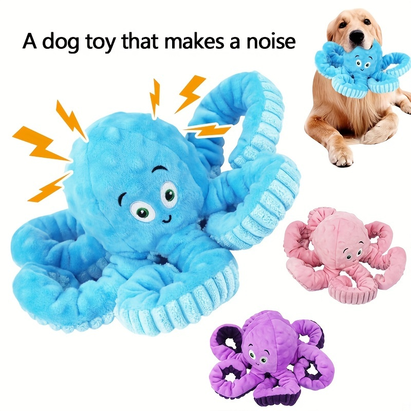 1pc octopus design pet grinding teeth squeaky plush toy durable chew toy for dog interactive supply 1