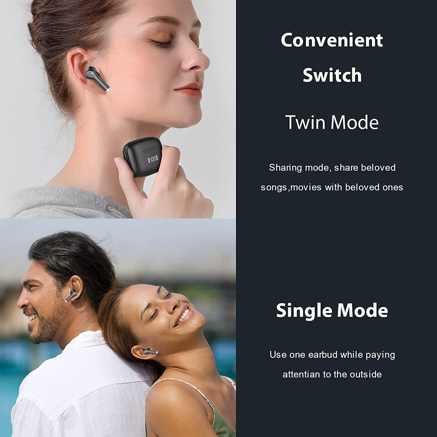 Tws sem fio bt fones de redução ruído fones estéreo alta fidelidade no ouvido com microfone e display led caso carregamento_voghion.com