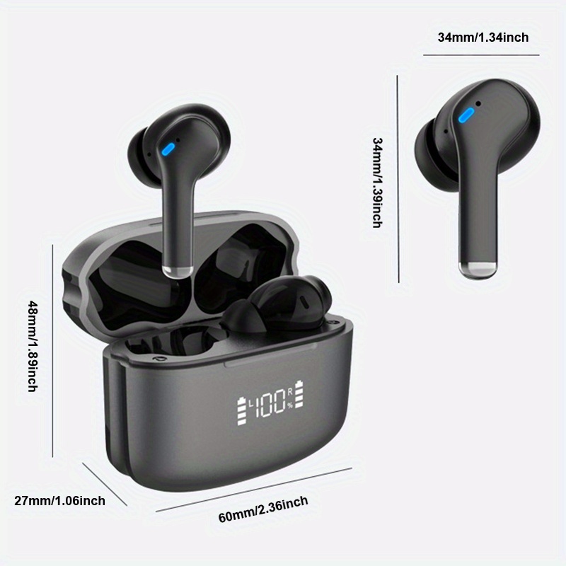Tws sem fio bt fones de redução ruído fones estéreo alta fidelidade no ouvido com microfone e display led caso carregamento_voghion.com