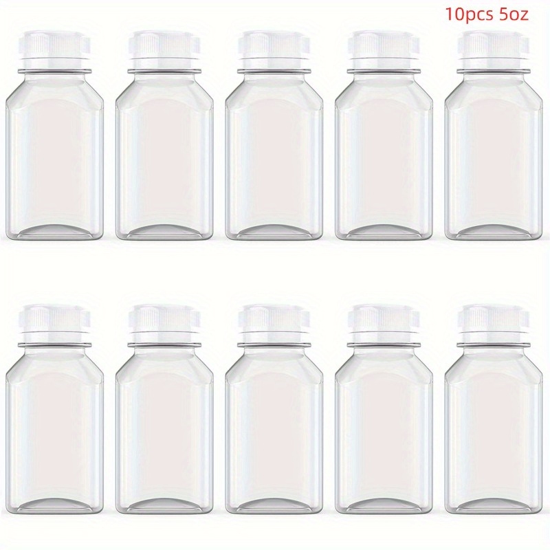  4 Ounce Mini Bottles for Mini Fridge, Reusable Juice Containers  with Black Caps for Liquids in Kids Lunch Box, Clear Plastic with Lids (12  Pack) : Home & Kitchen