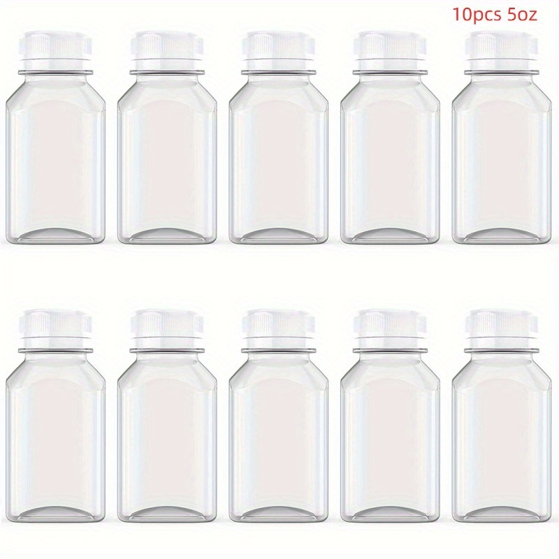 10pcs Plastic Juice Bottles Mini Fridge Bottles 4oz 5oz 12oz
