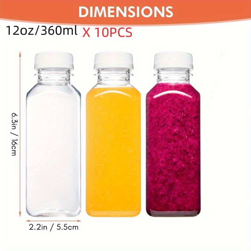10pcs Plastic Juice Bottles Mini Fridge Bottles 4oz 5oz 12oz
