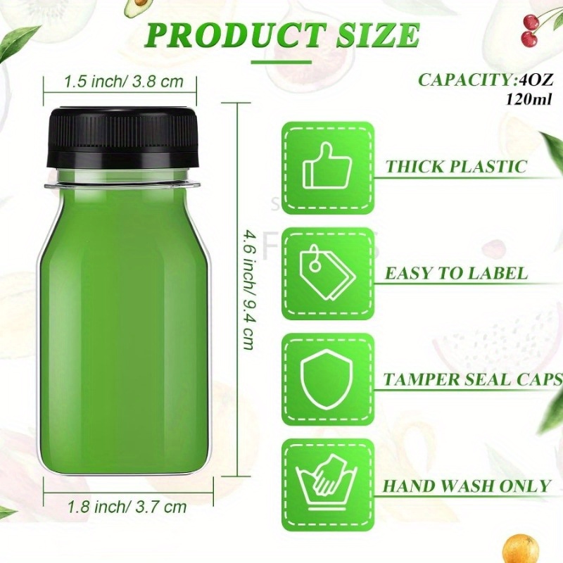 10pcs Plastic Juice Bottles Mini Fridge Bottles 4oz 5oz 12oz