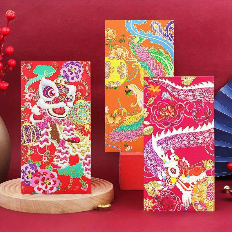 4pcs Chinese Dragon Pattern New Year Red Envelopes, 2024 Lucky Money  Envelopes, Creative Red Money Pouches, Spring Festival Wedding Celebration  Necessities