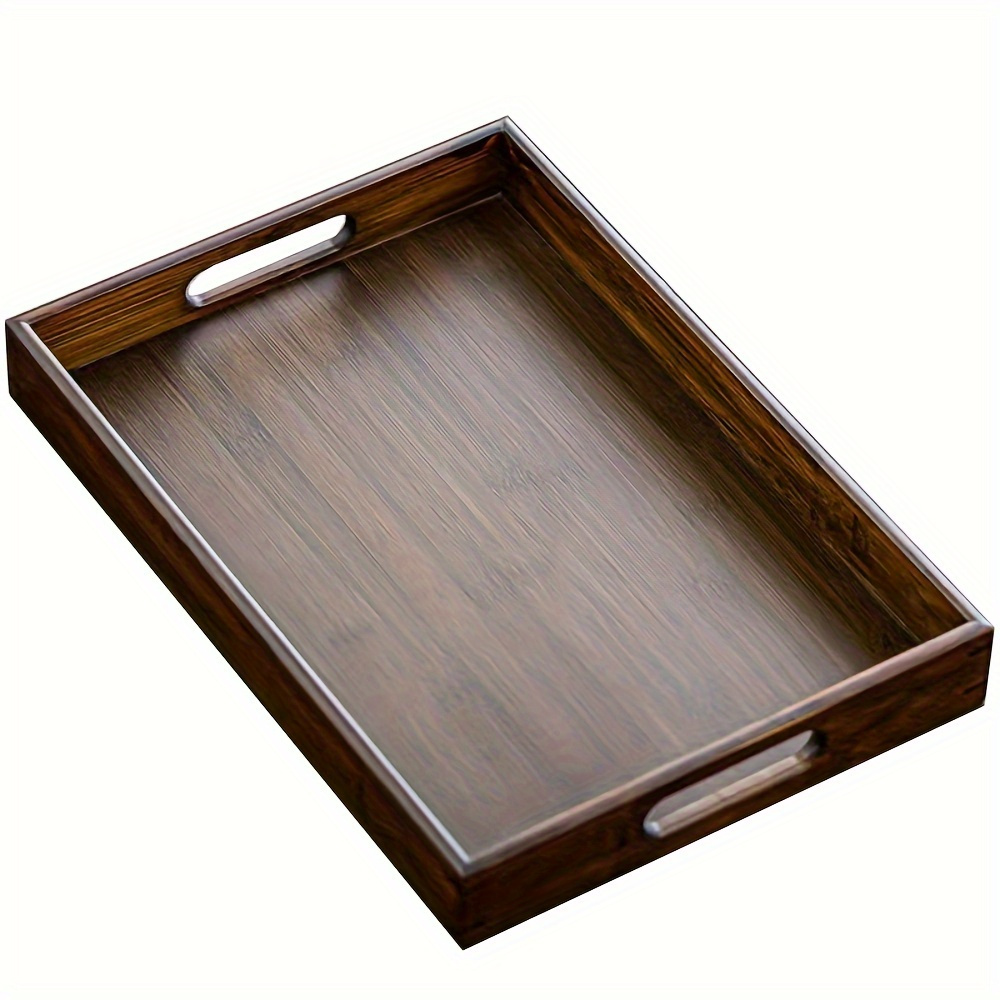 Bandeja decorativa tejida, bandeja rectangular para servir, bandeja de pan  de picnic, cesta nórdica para servir comida para mesa de cocina de encimera  40cmx30cmx4.5cm BLESIY bandejas para servir