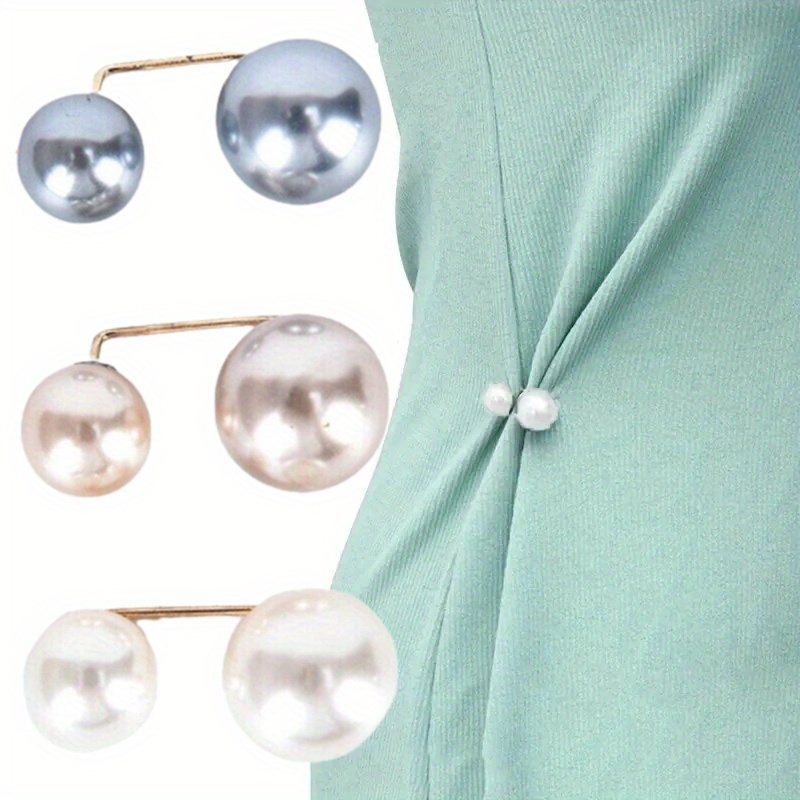 1/3pcs Vintage Elegant Alloy Round Faux Pearl Brooch Set, Tightening Waistband Pin Buckle for Skirts and Pants, Clothing Accessory