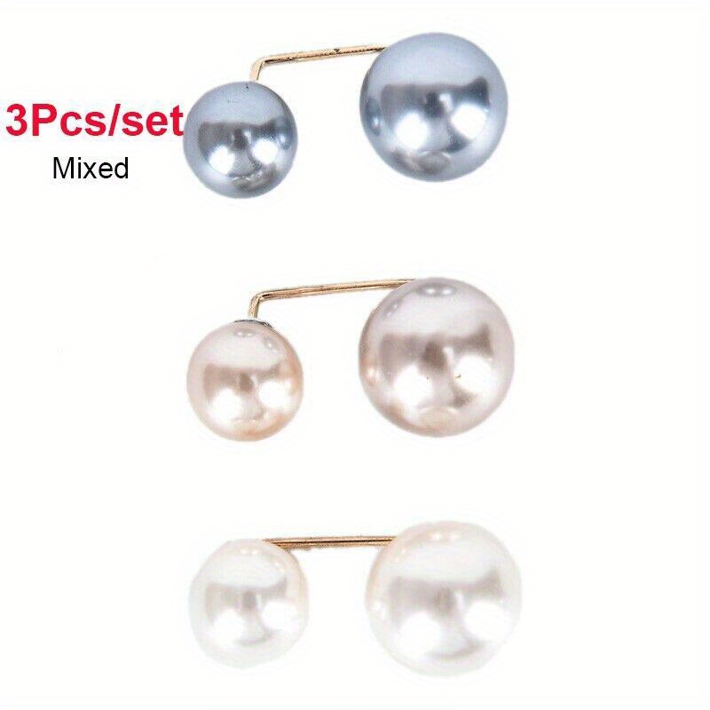 1/3pcs Vintage Elegant Alloy Round Faux Pearl Brooch Set, Tightening Waistband Pin Buckle for Skirts and Pants, Clothing Accessory